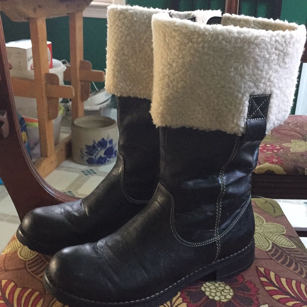 Black leather boots